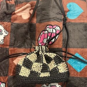 Stylish Black and Tan Woven Bag